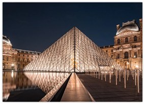 Tablou pe sticlă - Louvre noaptea (70x50 cm)