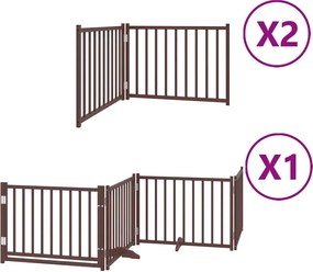 vidaXL Poartă câini pliabilă cu ușă 8 panouri maro 640 cm, lemn plop