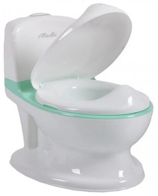 Olita premium pentru copii NOVOKIDS™ Atlantic seat, Cu sunete, Vas detasabil, Plastic non toxic, Suport hartie igienica, Turquoise cu Alb