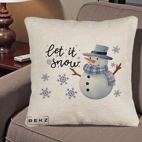 Perna Decorativa Let It Snow Om de Zapada, 40x40 cm, Bej Canapea, Husa Detasabila, Perna Inclusa, BEKZ®