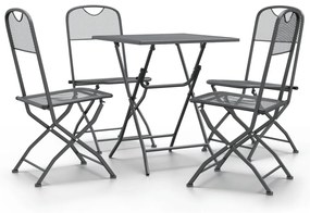 Set mobilier gradina 5 piese antracit plasa metalica expandata Lungime masa 60 cm, 5