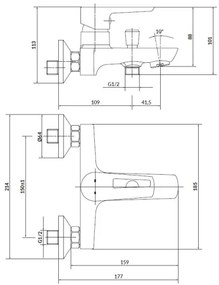 Set de cadă cu baterie + baterie de lavoar Cersanit S952-003 MILLE crom lucios