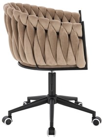 HR750K Scaun Latte din Catifea cu Bază Neagră