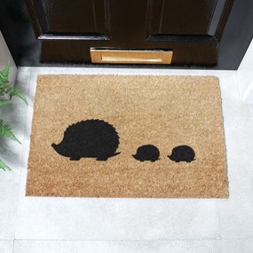 Covoraș de intrare din fibre de nucă de cocos 40x60 cm Hedgehog Family – Artsy Doormats