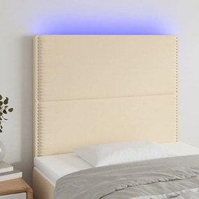 3122271 vidaXL Tăblie de pat cu LED, crem, 90x5x118/128 cm, textil