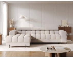 Colțar bej extensibil/cu spațiu de depozitare cu tapițerie din catifea (cu colț pe partea stângă/cu șezlong) Felro – ELTAP