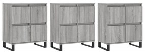 vidaXL Servantă, 3 buc., sonoma gri, lemn prelucrat