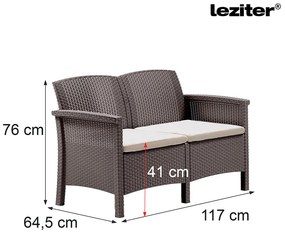 Canapea de grădină Venus cu 2 locuri, culoare cappuccino