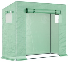 Outsunny Seră cu folie, seră cu rolltür, fereastră laterală, pentru grădină, din oțel, plastic, 200 x 76 x 168 cm, Verde | Aosom Romania