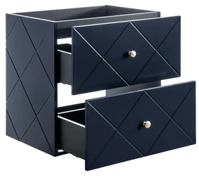 Set Mobilier Baie Suspendat Bleumarin    Elegant Blue  II 60 Cm Mdf Cu Maner Aurii, Lavoar Aplicat