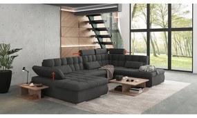 Colțar gri antracit extensibil, cu spațiu de depozitare (cu colț pe partea dreaptă, în formă de "U") Merkur – Ropez