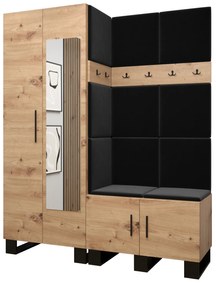 Set mobilier pentru hol Amanda 14 (Stejar artisan + Negru). 1085978