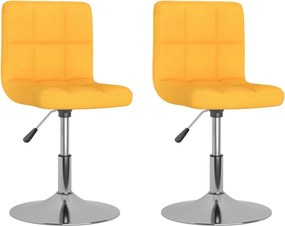 vidaXL Scaune de bucătărie pivotante, 2 buc., galben, textil