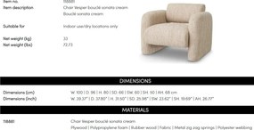 Fotoliu modern LUX Vesper, Boucle sonata cream