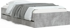 vidaXL Cadru de pat cu sertare, gri beton, 75x190 cm, lemn prelucrat