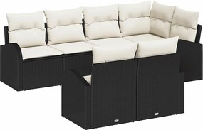 vidaXL Set de canapele pentru grădină 7 pcs Negru și Alb poliratan