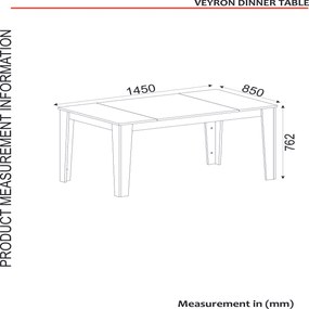 Masă sufragerie  (pentru 6 persoane) Verdon (Negru + Auriu). 1072118