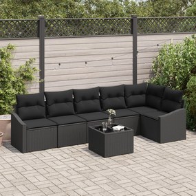 vidaXL Set Canapea Grădină 7 Piese cu Perne Bej Rattan Poliester