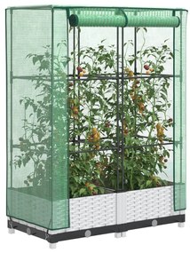 vidaXL Strat înălțat cu husă de seră, aspect ratan, 80x40x123 cm