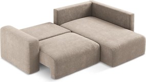 Colțar bej extensibil/cu spațiu de depozitare cu tapițerie din chenille (cu colț pe partea dreaptă/în formă de ”L”) Kona – Makamii