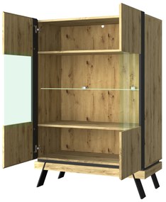 Vitrină Stacee (Stejar navarra + negru). 1053244