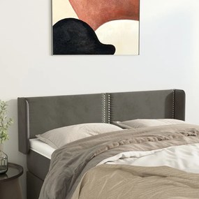 vidaXL Tăblie de pat cu aripioare gri închis 147x16x78/88 cm catifea