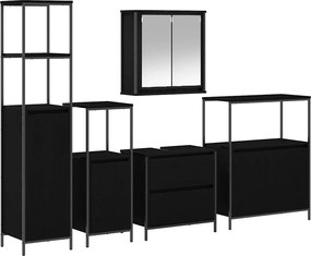 vidaXL Set de mobilier pentru baie 5 pcs Negru 76.5 x 35 x 95 cm