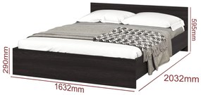 Dormitor Luiza 3U5P, culoare magia (wenge) / alb, cu pat standard 160 x 200 cm, dulap cu 3 usi, comoda si 2 noptiere