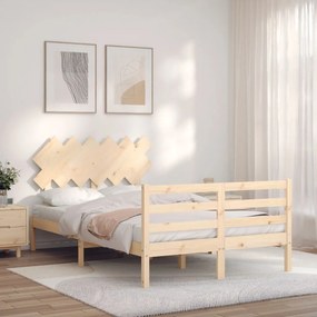 3195256 vidaXL Cadru de pat cu tăblie, dublu mic, lemn masiv