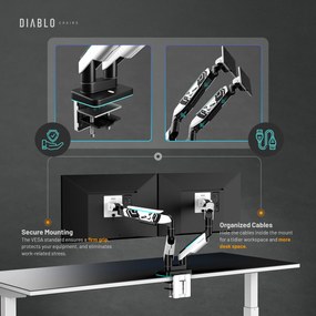 Suport dublu pentru monitoare de 49 de inchi, alb-negru X-Arm Dual RGB