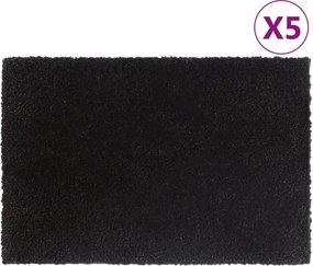 vidaXL Covoraș de ușă, 5 buc., negru, 40x60 cm, fibre de cocos
