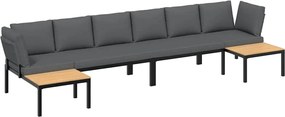 vidaXL Set mobilier de grădină cu perne, 4 piese, negru, aluminiu