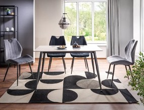 Masa de dining RION 130x70 cm cu blat ceramic, marmura alba