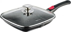 Resigilat: Tigaie grill cu capac si maner detasabil Kinghoff KH 1511, 28 cm, Acoperire marmorată, Inductie, Negru