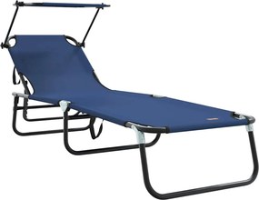 vidaXL Șezlong pliabil albastru 190 x 57 x 81 cm oxford