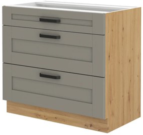 Dulap inferior de bucătărie Lucid 80 D 3S BB (Stejar artisan + claygrey). 1045483
