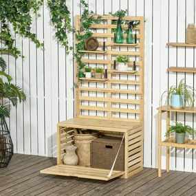 Outsunny Cutie de Depozitare cu Grilaj, 4 Rafturi Suspendate, Ușă Magnetică, Lemn Masiv, Natural, 80 x 45 x 160 cm | Aosom Romania