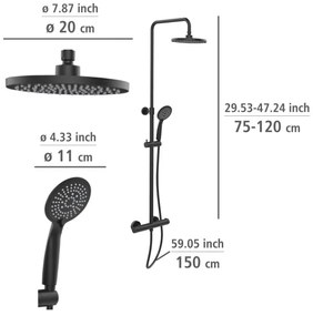WENKO 25484100 - Sistem de duș WATERSAVING SYSTEM 12x120 cm, negru