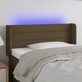 Tablie de pat cu LED, maro inchis, 93x16x78 88 cm, textil 1, Maro inchis, 93 x 16 x 78 88 cm