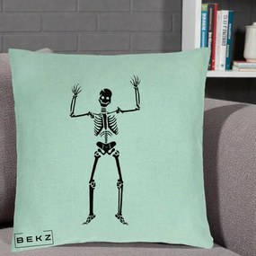 Perna Decorativa Halloween Schelet Dansator, 40x40 cm, Verde Menta, Husa Detasabila, Perna Inclusa, BEKZ®