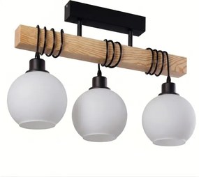 Brilagi - Candelabru montat pe tavan WOOD GLASS 3xE27/60W/230V pin/negru/alb