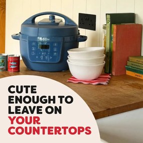 Multicooker Instant Pot Classic Mini 140800701, 800 W, 3,8 l, 7 programe, Butoane „Favorite”, Ecran LCD, Otel inoxidabil, Albastru
