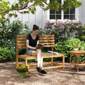 Outsunny Bancă de grădină 2 locuri din lemn, rezistentă la intemperii, șezut rezistent la UV, spătare convertibile 110x61x89cm, Teak | Aosom Romania