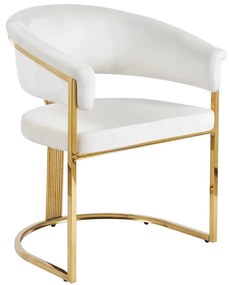 Scaun dining, cadru metalic auriu, tapiterie catifea, Bej
