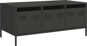 vidaXL Măsuță de cafea, negru, 101,5x50x43,5 cm, oțel laminat la rece