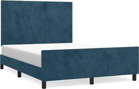 vidaXL Cadru de pat fără saltea, albastru închis, 140x190 cm, catifea