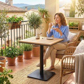 Outsunny Măsuță laterală 70 x 70 cm rezistentă la intemperii masă de grădină cu aspect lemn Bază lată, pătrată lemn natural | Aosom Romania