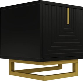 Comodă TV, mânere și picioare aurii, picioare reglabile, 160x38x44,5 cm, Negru