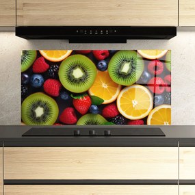 Panou Sticla Bucatarie, 60x150cm, Protectie aragaz, Antistropi, Termorezistent, Alimente, Fructe, Kiwi Fruit Mix