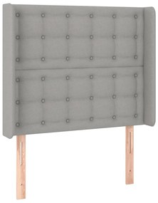 Tablie de pat cu LED, gri deschis, 93x16x118 128 cm, textil 1, Gri deschis, 93 x 16 x 118 128 cm